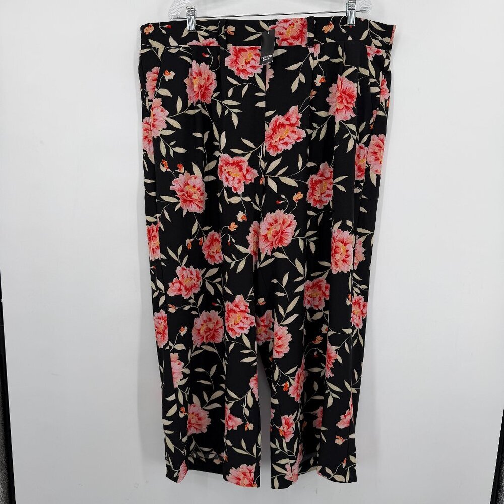 Torrid Floral Festival Front Tie Wide Leg Black Pink  Size 3 (22/24) NWT